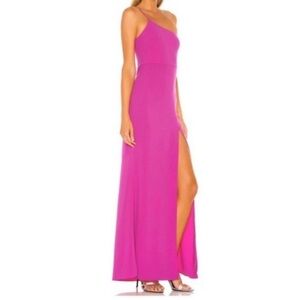 Revolve Lovers + Friends Eve Magenta One Shoulder Evening Maxi Dress Size Small